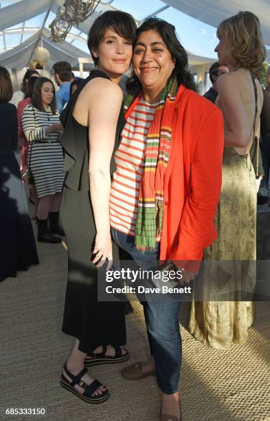 Gemma Arterton and Gurinder Chadha attend Focus Features' 15th Anniversary party at the Cannes Film Festival at Baoli Beach on May 19, 2017 in...