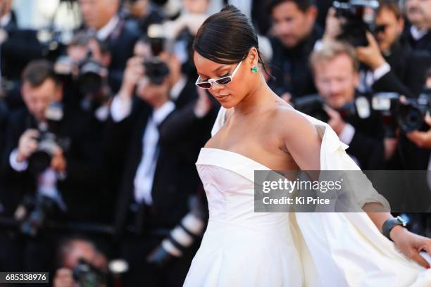 Rihanna attends the "Okja" screening during the 70th annual Cannes Film Festival at Palais des Festivals on May 19, 2017 in Cannes, France.