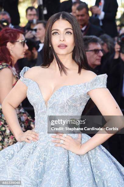 Aishwarya Rai Bachchan attends the "Okja" screening during the 70th annual Cannes Film Festival at Palais des Festivals on May 19, 2017 in Cannes,...