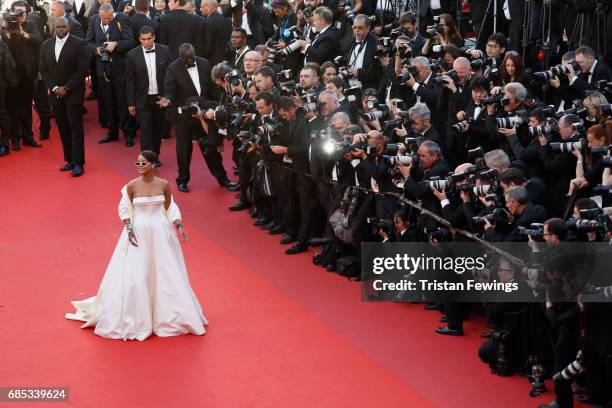 Singer Rihanna attends the "Okja" premiere during the 70th annual Cannes Film Festival at Palais des Festivals on May 19, 2017 in Cannes, France.