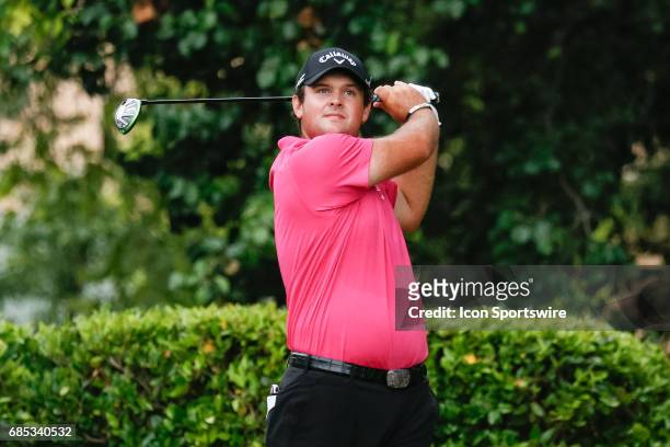 Patrick Reed hits his tee shot on during the second round of the AT&T Byron Nelson on May 19, 2017 at the TPC Four Seasons Resort in Irving, TX.