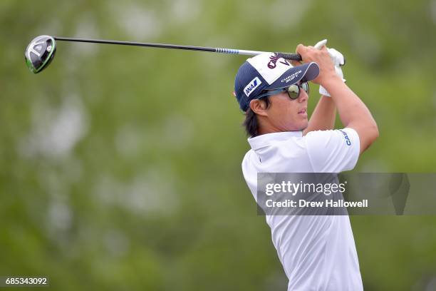 Ryo Ishikawa of Japan plays his shot from the seventh tee during Round Two of the AT&T Byron Nelson at the TPC Four Seasons Resort Las Colinas on May...