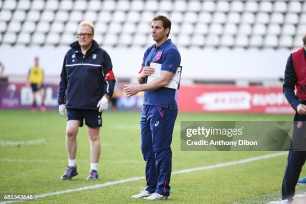 Stade Francais coach Gonzalo Quesada during the Champions Cup Play-offs match between Stade Francais Paris and Cardiff Blues at Stade Jean Bouin on...