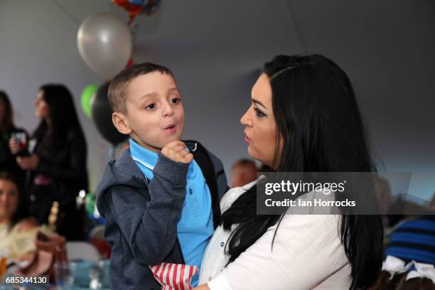 Bradley Lowery on his 6th birthday party with mum Gemma at Welfare Park, Blackhall on May 19, 2017 in Peterlee, England.