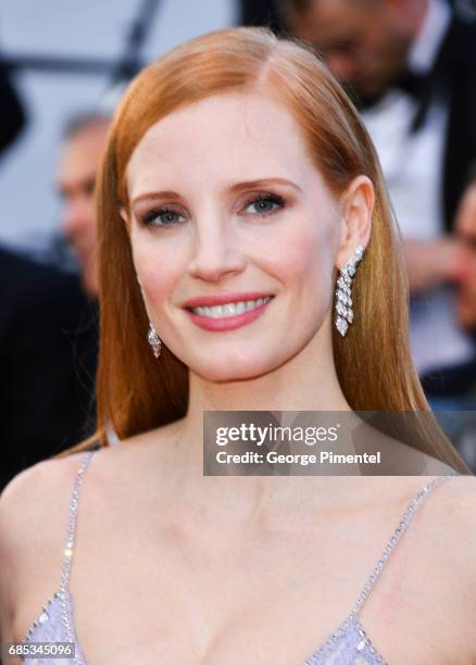 Jury member Jessica Chastain attends the "Okja" screening during the 70th annual Cannes Film Festival at Palais des Festivals on May 19, 2017 in...