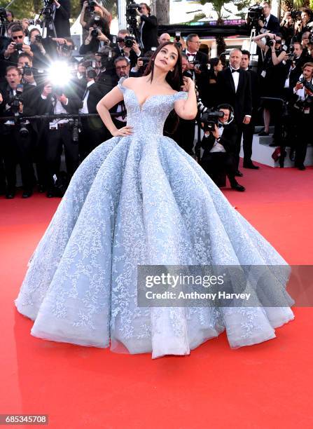 Aishwarya Rai Bachchan attends the "Okja" screening during the 70th annual Cannes Film Festival at Palais des Festivals on May 19, 2017 in Cannes,...