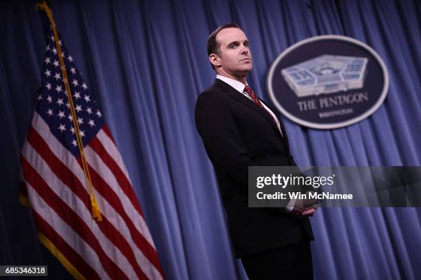Special Presidential Envoy for the Global Coalition to Counter ISIS Brett McGurk listens to questions from reporter during a Pentagon briefing May...