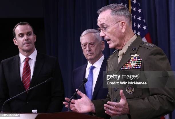 Chairman of the Joint Chiefs of Staff Marine Gen. Joseph F. Dunford Jr , U.S. Secretary of Defense Jim Mattis and Special Presidential Envoy for the...