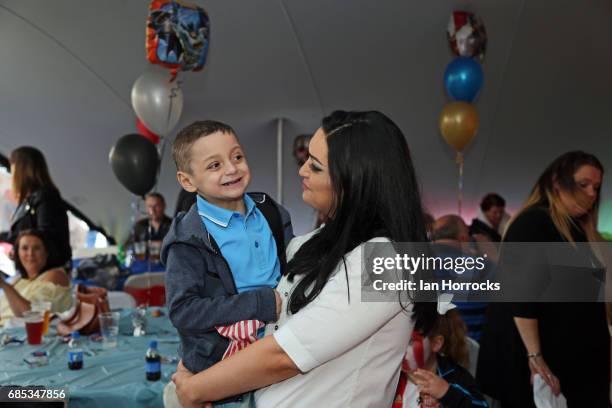 Bradley Lowery and mum Gemma at his 6th birthday party at Welfare Park, Blackhall on May 19, 2017 in Peterlee, England.