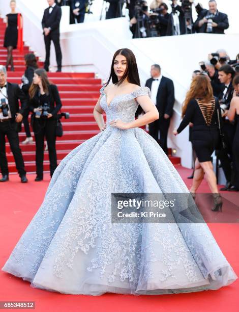 Aishwarya Rai Bachchan attends the "Okja" screening during the 70th annual Cannes Film Festival at Palais des Festivals on May 19, 2017 in Cannes,...