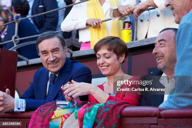 Pedro J. Ramirez, Anna Grau, Jose Luis Garci and Fernando Sanchez Drago attend the 'Press Association' bullfights at the Las Ventas Bullring on May...