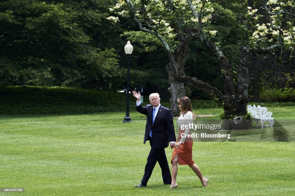 President Trump Departs White House For His First Foreign Trip To Middle East And Europe