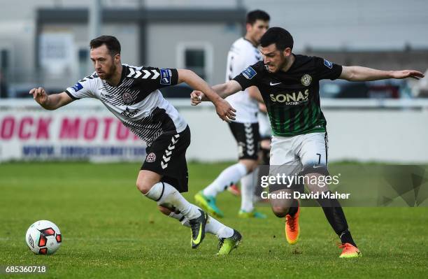 Bray , Ireland - 19 May 2017; Paddy Kavanagh of Bohemians in action against Ryan Brennan of Bray Wanderers during the SSE Airtricity League Premier...