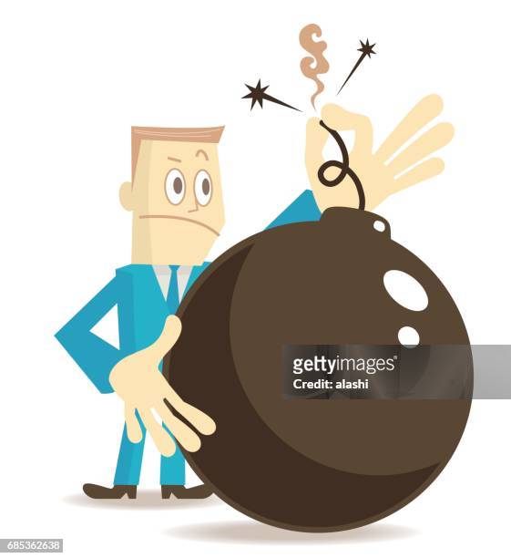 businessman (man, politician) grabbing the wick (extinguish, put out bomb flame) with no fear - pinching stock illustrations