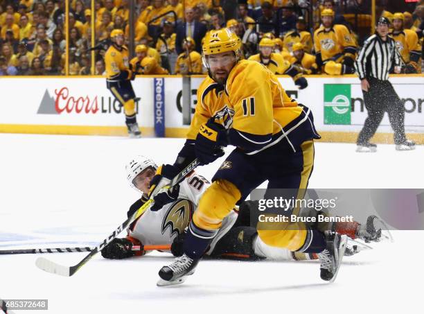 Parenteau of the Nashville Predators skates against the Anaheim Ducks in Game Four of the Western Conference Final during the 2017 NHL Stanley Cup...
