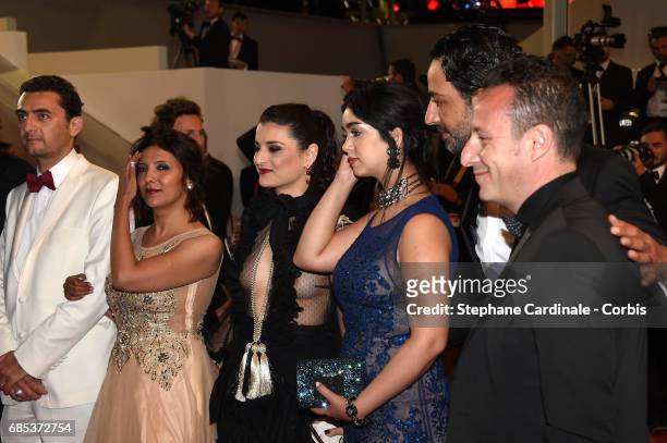 Actors Mariam Al Ferjani , Ghanem Zrelli , director Kaouther Ben Hania and guests from the movie 'Alaka Kaf Ifrit ' attend the "Jupiter's Moon"...
