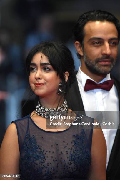 Actress Mariam Al Ferjani and actors Ghanem Zrelli from the movie 'Alaka Kaf Ifrit ' attends the "Jupiter's Moon" premiere during the 70th annual...