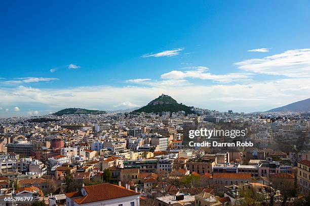 athens from the acropolis, athens, greece - atene foto e immagini stock