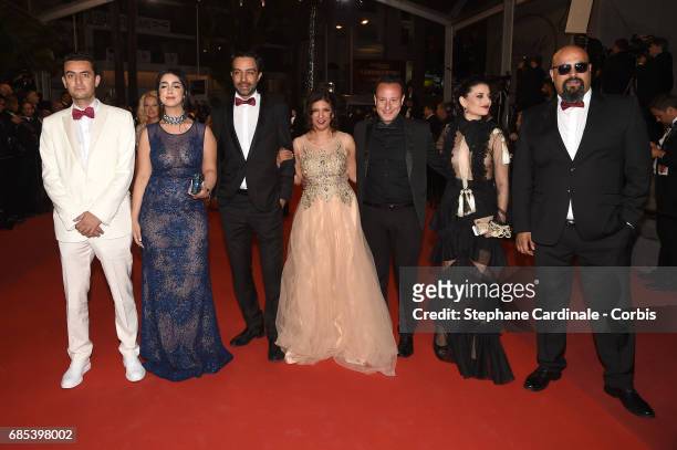 Guest, Mariam Al Ferjani, Ghanem Zrelli, director Kaouther Ben Hania, producer Habib Attia, actors Anissa Daoud and Chedly Arfaoui from the movie...