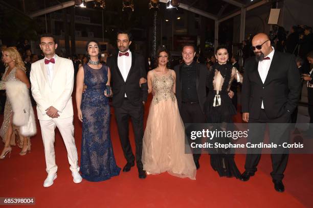 Guest, Mariam Al Ferjani, Ghanem Zrelli, director Kaouther Ben Hania, producer Habib Attia, actors Anissa Daoud and Chedly Arfaoui from the movie...