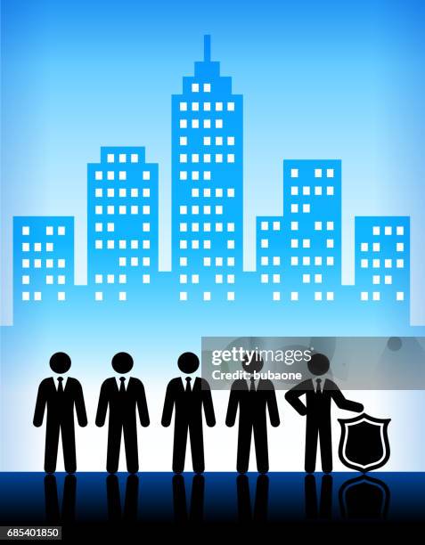 businessmen security on modern city background - business window reflection stock illustrations