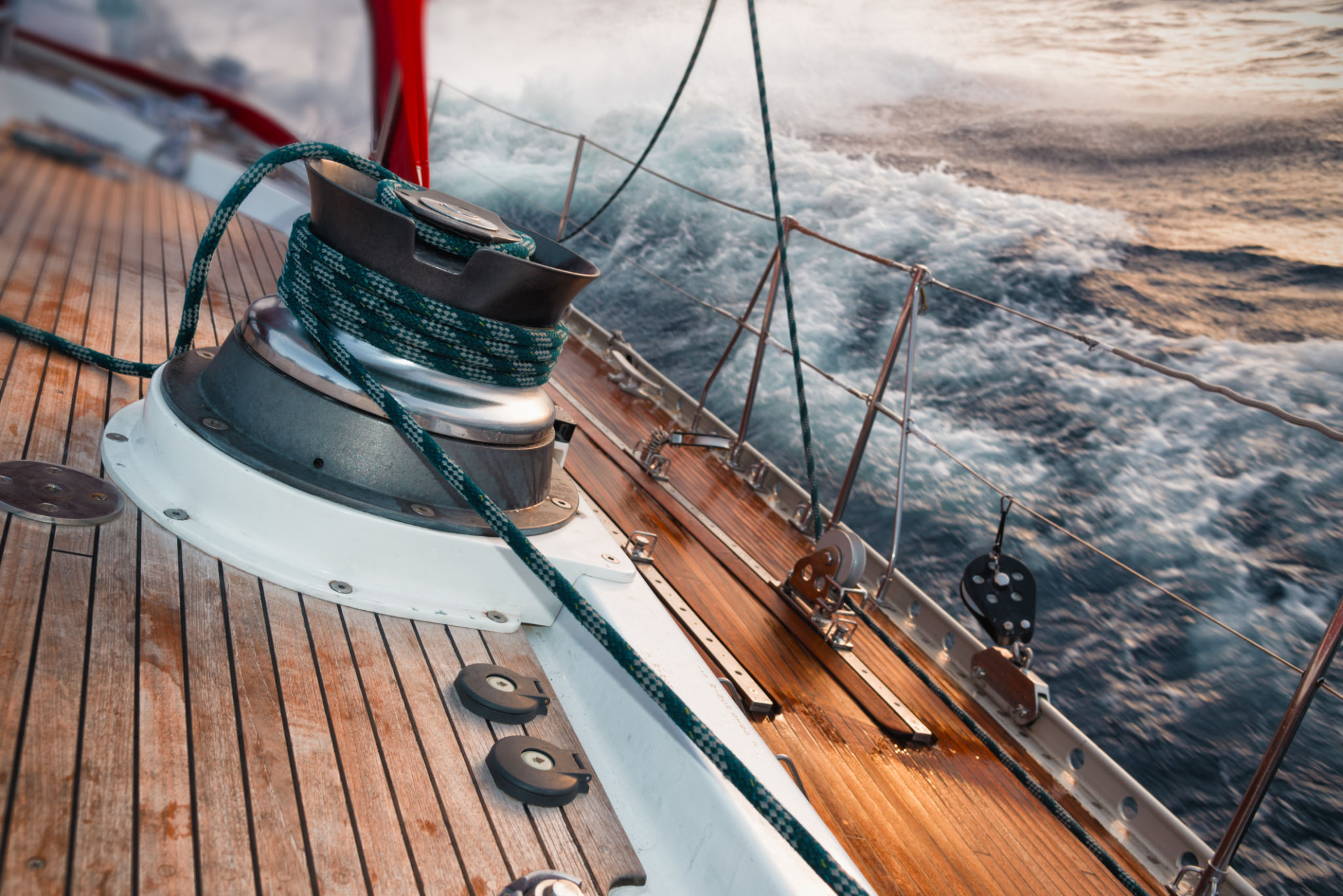 sail boat under the storm, detail on the winch sail boat under the storm, detail on the winch