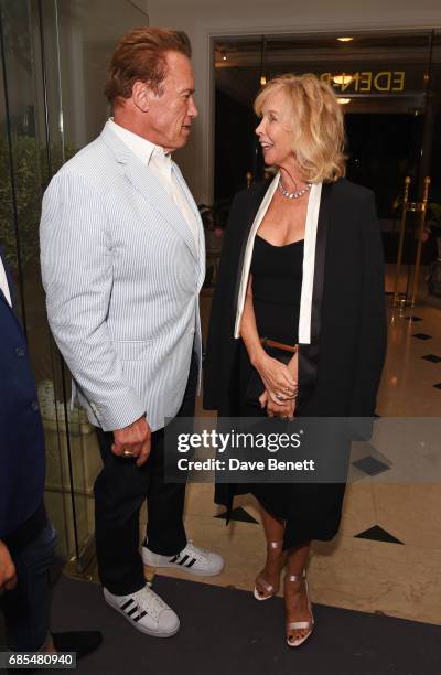 Arnold Schwarzenegger and Trudie Styler attend The 9th Annual Filmmakers Dinner hosted by Charles Finch and Jaeger-LeCoultre at Hotel du Cap-Eden-Roc...