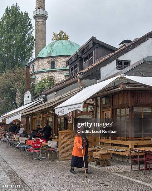 old sarajevo and bascarsija mosque - sarajevo stock pictures, royalty-free photos & images