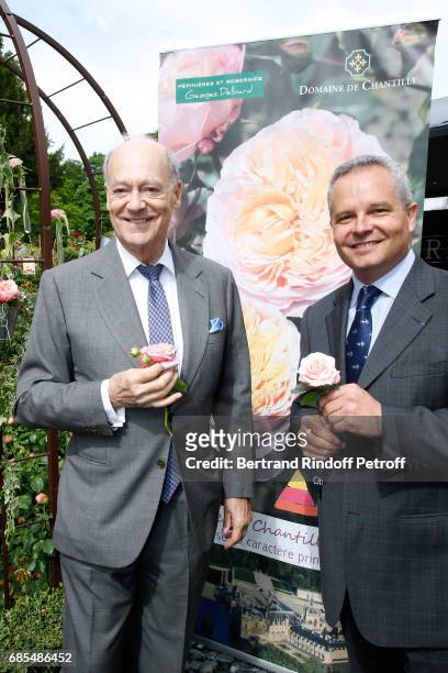 Prince Amyn Aga Khan and Georges Delbard attend the Baptism of the Rose "Domaine de Chantilly", selected by Prince Amyn Aga Khan and created by...