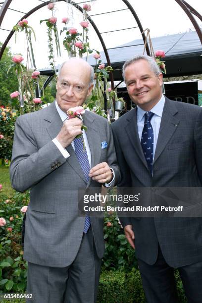 Prince Amyn Aga Khan and Georges Delbard attend the Baptism of the Rose "Domaine de Chantilly", selected by Prince Amyn Aga Khan and created by...