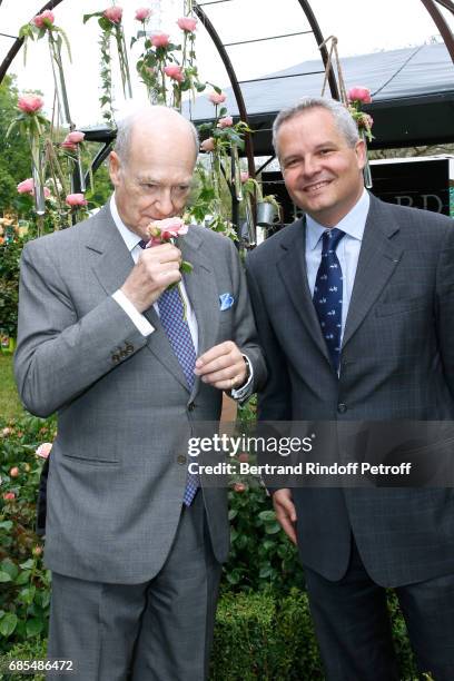 Prince Amyn Aga Khan and Georges Delbard attend the Baptism of the Rose "Domaine de Chantilly", selected by Prince Amyn Aga Khan and created by...