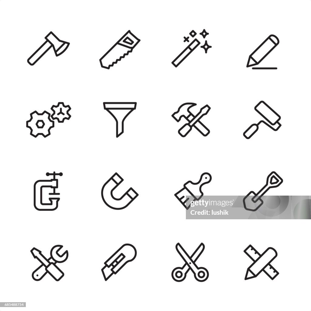 Tools and Settings - outline icon set