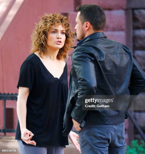 Jennifer Lopez is seen shooting a scene for 'Shades of Blue' with co-star Nick Wechsler on May 19, 2017 in New York City.