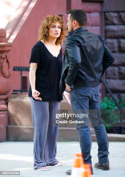 Jennifer Lopez is seen shooting a scene for 'Shades of Blue' with co-star Nick Wechsler on May 19, 2017 in New York City.