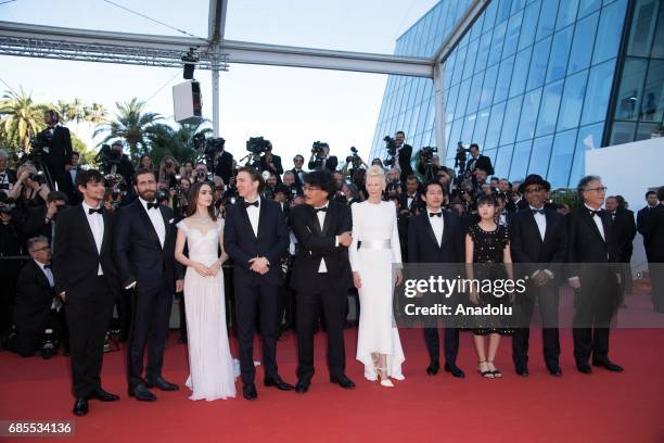 Actors Giancarlo Esposito, Steven Yeun and Ahn Seo-Hyun, director Bong Joon-Ho and actors Tilda Swinton, Paul Dano, Lily Collins, Jake Gyllenhaal and...