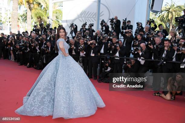 Aishwarya Rai arrives for the screening of the film 'Okja' in competition at the 70th annual Cannes Film Festival in Cannes, France on May 19, 2017.