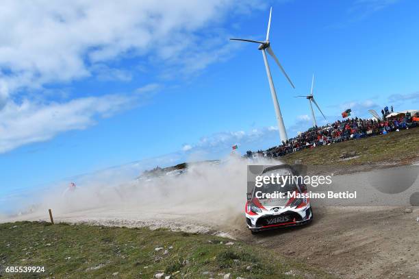 Esapekka Lappi of Finland and Lasse Ferm of Finland compete in their Toyota Gazoo Racing WRT Toyota Yaris WRC during Day One of the WRC Portugal on...