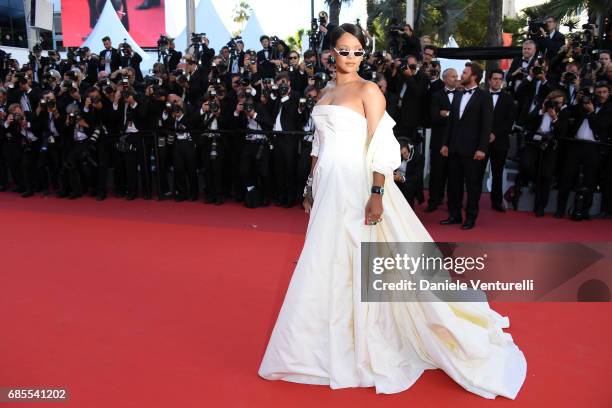 Rihanna attends the "Okja" screening during the 70th annual Cannes Film Festival at Palais des Festivals on May 19, 2017 in Cannes, France.