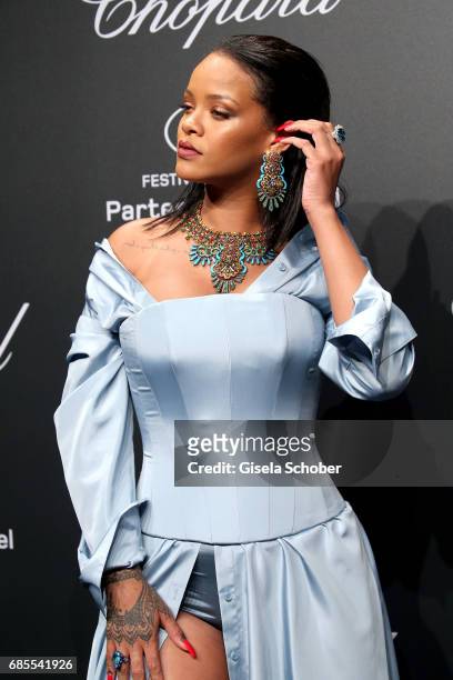 Rihanna attends the Chopard SPACE Party, hosted by Chopard's co-president Caroline Scheufele and Rihanna, at Port Canto on May 19 in Cannes, France.
