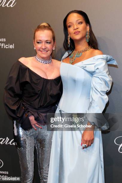 Caroline Scheufele and Rihanna attend the Chopard SPACE Party, hosted by Chopard's co-president Caroline Scheufele and Rihanna, at Port Canto on...