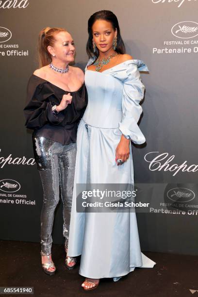 Caroline Scheufele and Rihanna attend the Chopard SPACE Party, hosted by Chopard's co-president Caroline Scheufele and Rihanna, at Port Canto on...