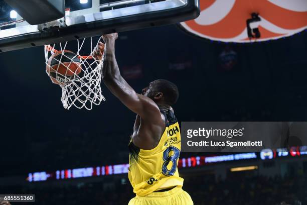 Ekpe Udoh, #8 of Fenerbahce Istanbul in action during the Turkish Airlines EuroLeague Final Four Semifinal A game between Fenerbahce Istanbul v Real...