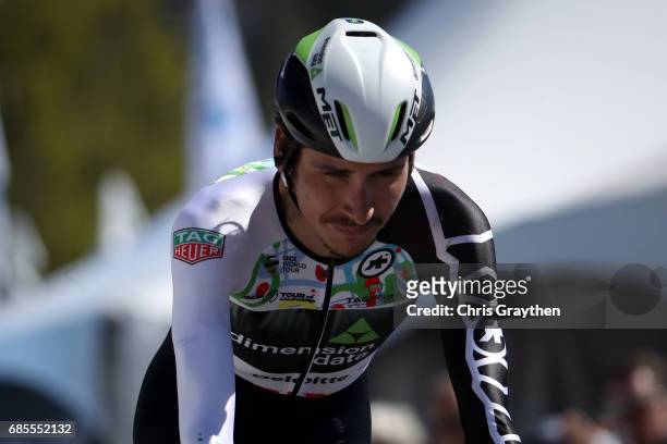 Lachlan Morton of Australia riding for Team Dimension Data finishes stage five of the AMGEN Tour of California from Ontario to Mt. Baldy on May 18,...