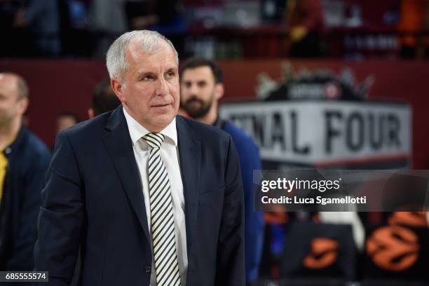Zeljko Obradovic, Head Coach of Fenerbahce Istanbul at the end of Turkish Airlines EuroLeague Final Four Semifinal A game between Fenerbahce Istanbul...