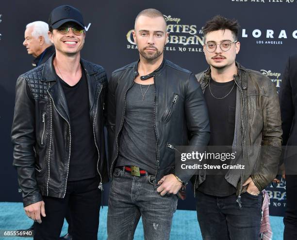 Actors Matthew Lawrence, Joey Lawrence and Andrew Lawrence arrives at the Premiere Of Disney's "Pirates Of The Caribbean: Dead Men Tell No Tales" at...