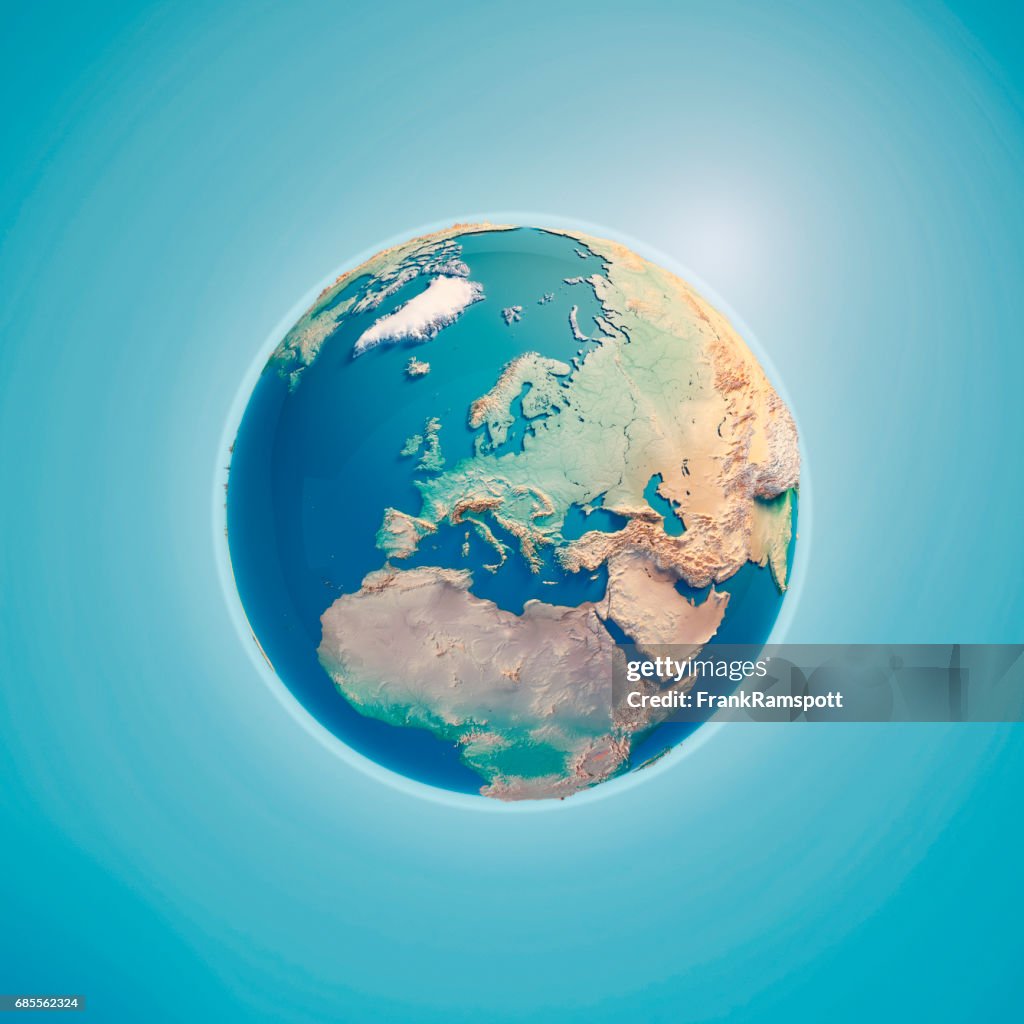 Europe 3D Render Planet Earth