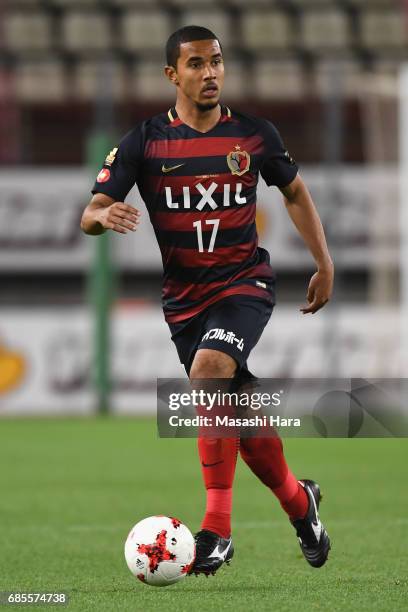 Bueno of Kashima Antlers in action during the J.League J1 match between Kashima Antlers and Kawasaki Frontale at Kashima Soccer Stadium on May 19,...