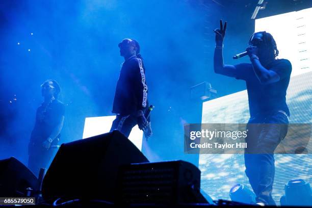 Takeoff, Quavo, and Offset of Migos perform at Barclays Center on May 19, 2017 in New York City.