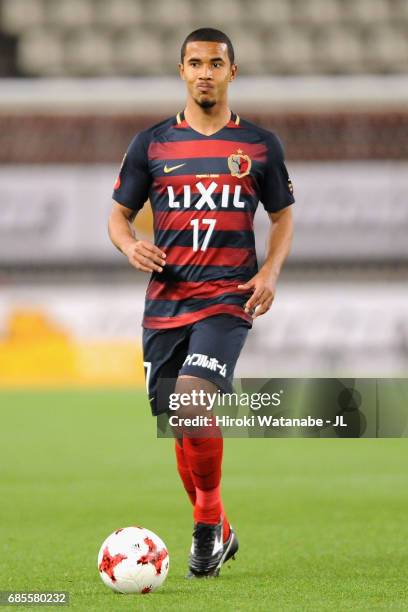 Bueno of Kashima Antlers in action during the J.League J1 match between Kashima Antlers and Kawasaki Frontale at Kashima Soccer Stadium on May 19,...
