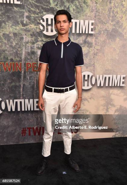 Xolo Maridueña attends the premiere of Showtime's "Twin Peaks" at The Theatre at Ace Hotel on May 19, 2017 in Los Angeles, California.